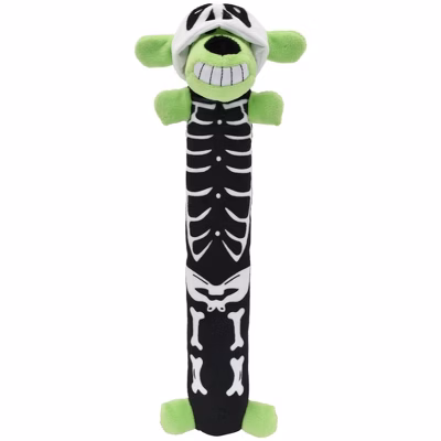 Multipet 12" Green Velboa Loofa Skeleton Plush Dog Toy