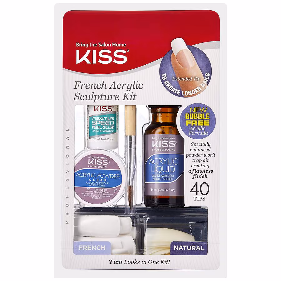 Kiss French Acrylic Fake Nails Sculpture Kit, Natural, 1.0 set