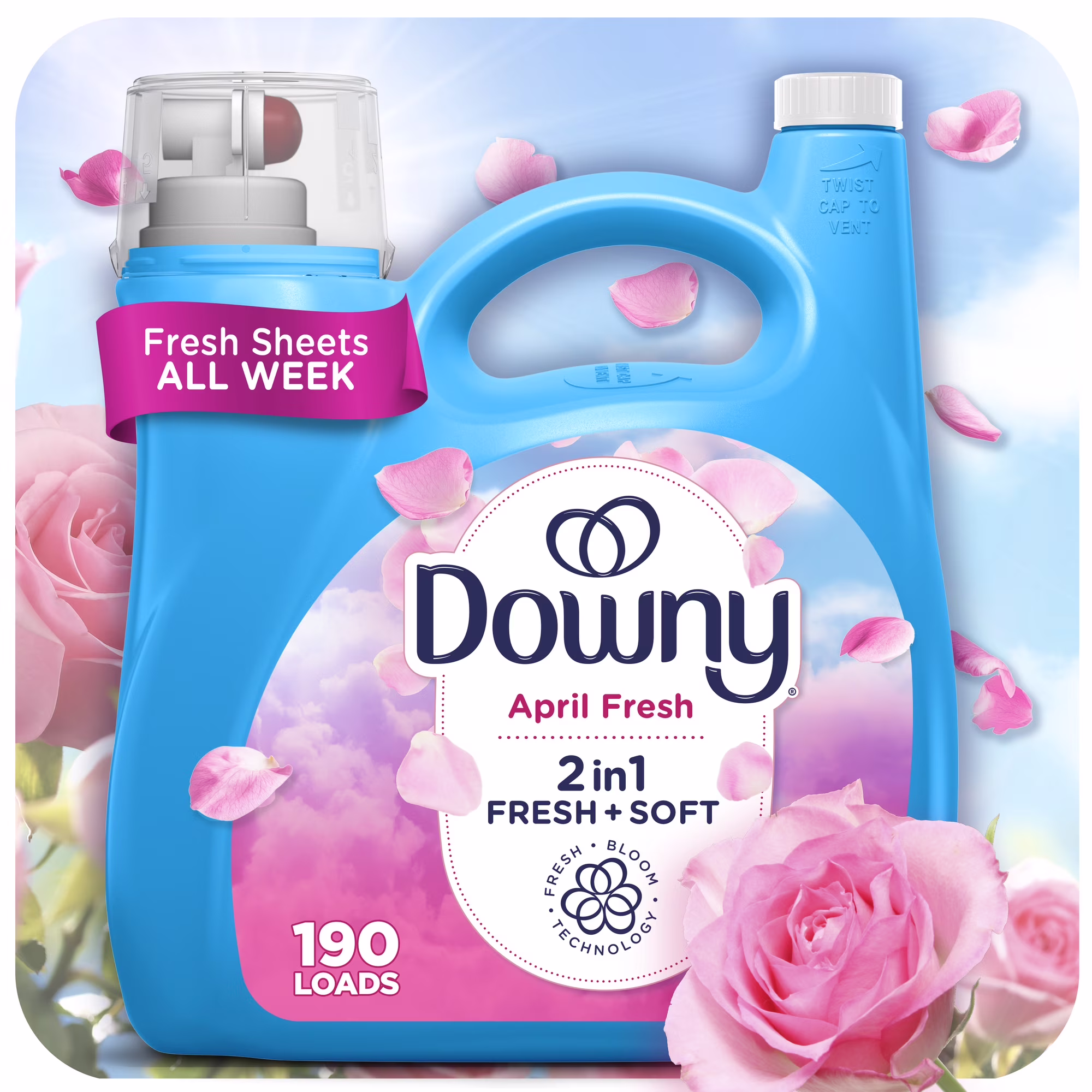 Downy Liquid Fabric Softener and Conditioner, April Fresh Scent, 140 fl oz, 190 Loads