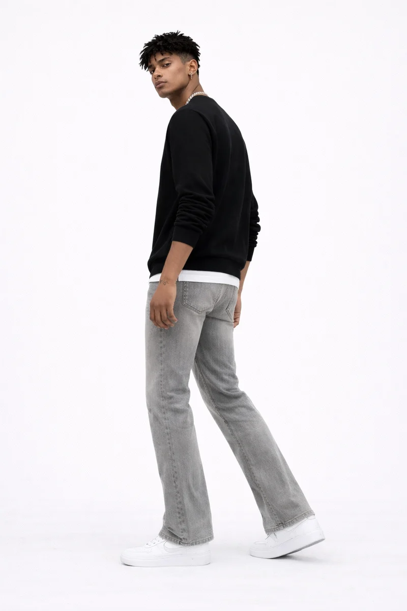 Stitched Detail Flare Jeans