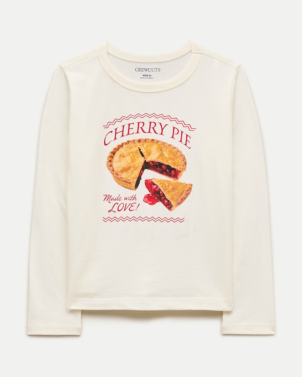Girls' long-sleeve cherry pie graphic T-shirt