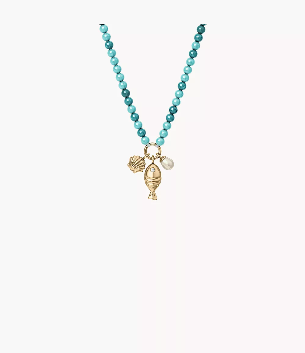 Sutton By The Sea Turquoise Blue Acrylic Beaded Shell Necklace