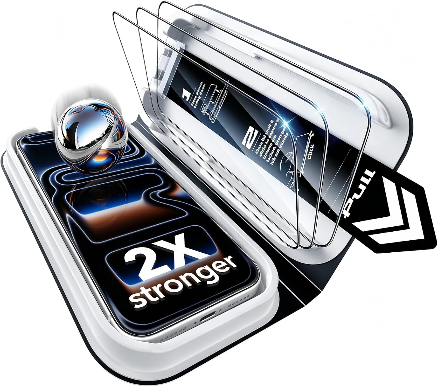 ESR 3 Pack for iPhone 17 Pro Max Screen Protector, Classic Clear | Easy One-Pull Installation, 2X Impact Absorption, 9H Tempered Glass, Full-Coverage Protection, UltraFit Tray, Bubble-Free