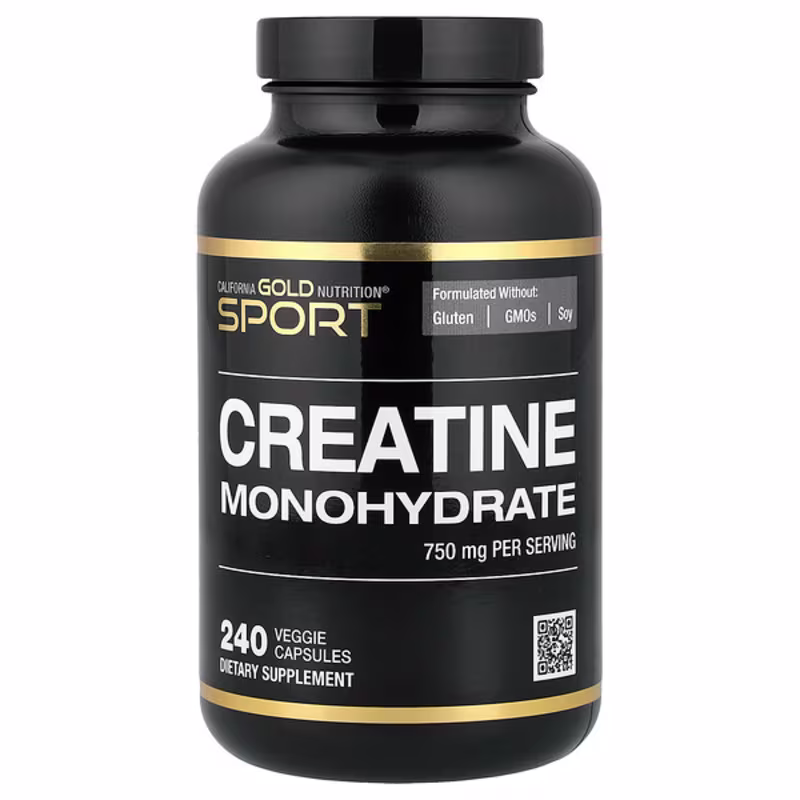 California Gold Nutrition, Sport, Pure Creatine Monohydrate, 750 mg, 240 Veggie Capsules
