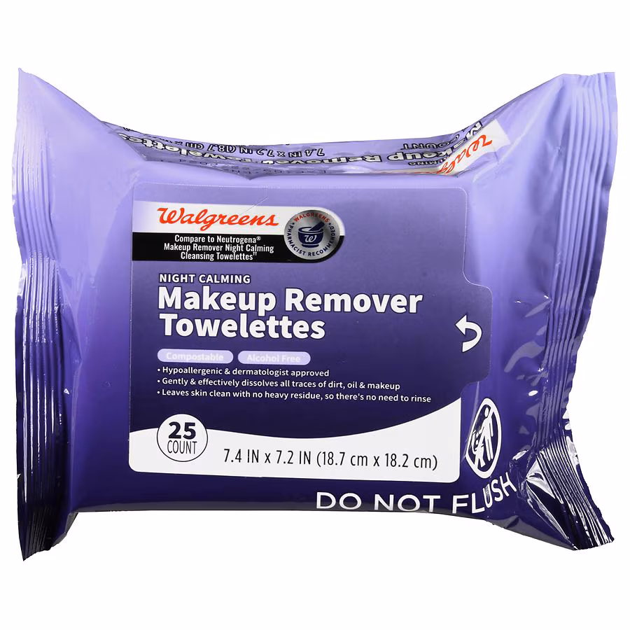 Walgreens Night Calming Makeup Remover Towelettes, 25.0 ea