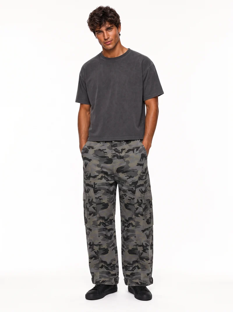 Camo Wide Leg Cargo Pants