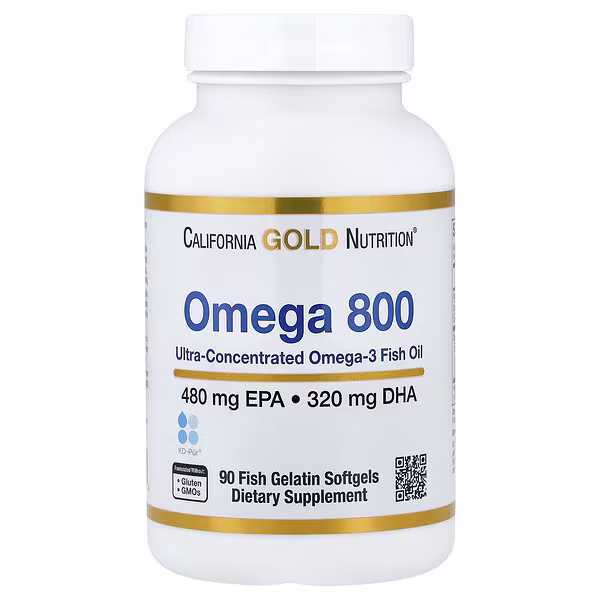 California Gold Nutrition, Omega 800, 90 Fish Gelatin Softgels (1,000 mg per Softgel)