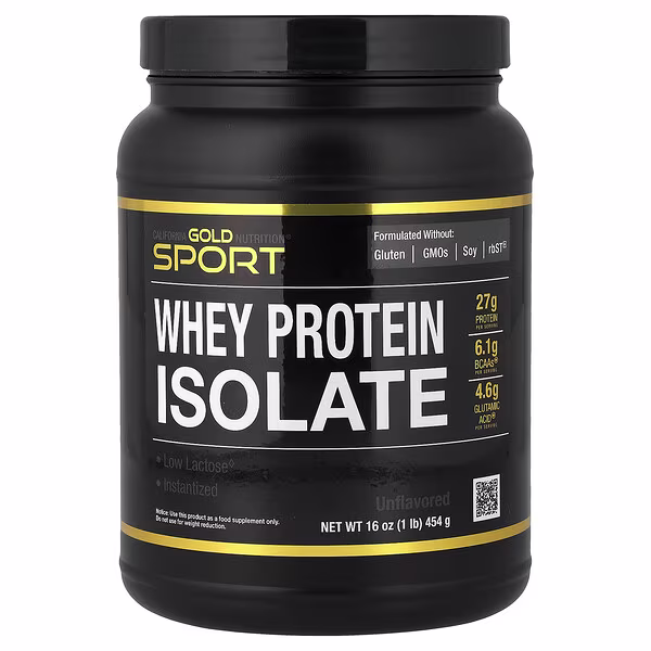 California Gold Nutrition, Sport, Whey Protein Isolate, Unflavored, 1 lb (454 g)