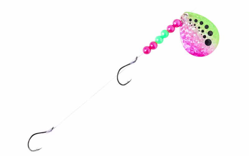 Bass Pro Shops Walleye Angler 2-Hook Walleye Spinner Harness Rig 2-Pack - #4 - Watermelon