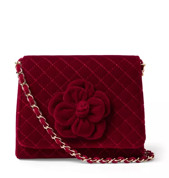 Velvet Quilted Rosette Purse