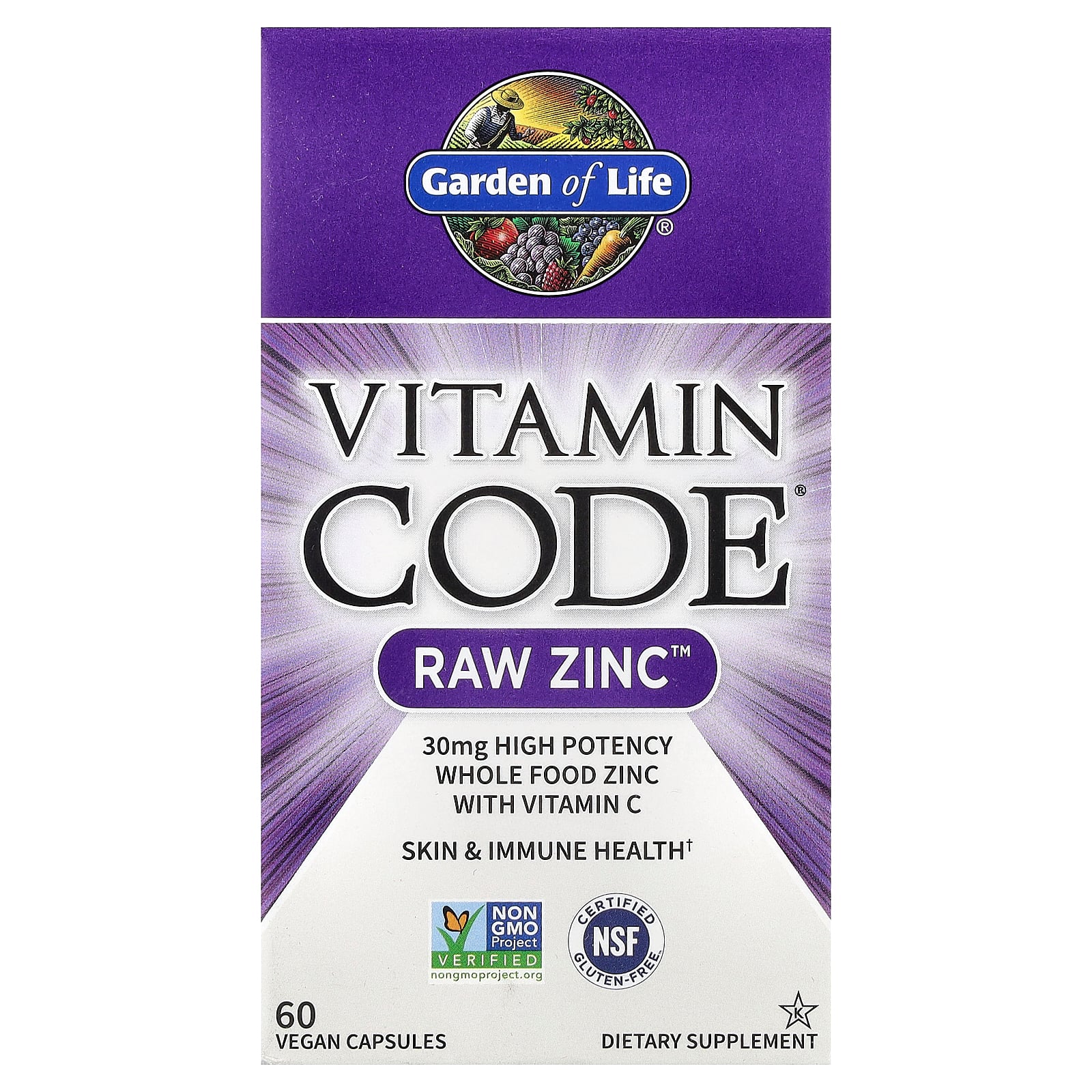 Garden of Life, Vitamin Code®, RAW Zinc™ with Vitamin C, 60 Vegan Capsules