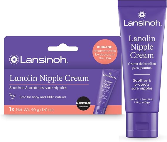 Lansinoh Lanolin Nipple Cream, 1.41 Ounces | Safe for Breastfeeding Baby, 100% Natural Nipple Butter, Breastfeeding Essentials, Postpartum Moms