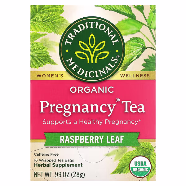 Traditional Medicinals, Organic Pregnancy® Tea, Raspberry Leaf, Caffeine Free, 16 Wrapped Tea Bags, 0.99 oz (28 g)
