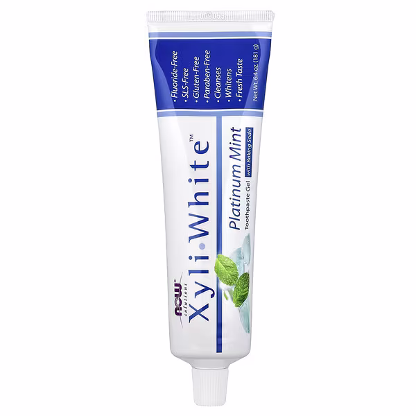 NOW Foods, Solutions, XyliWhite™, Toothpaste Gel with Baking Soda, Platinum Mint, 6.4 oz (181 g)