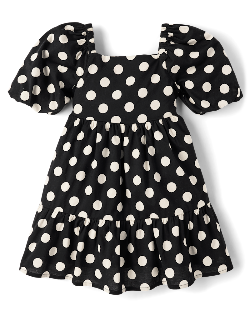 Girls Polka Dot Tiered Dress - The Leopard Edit