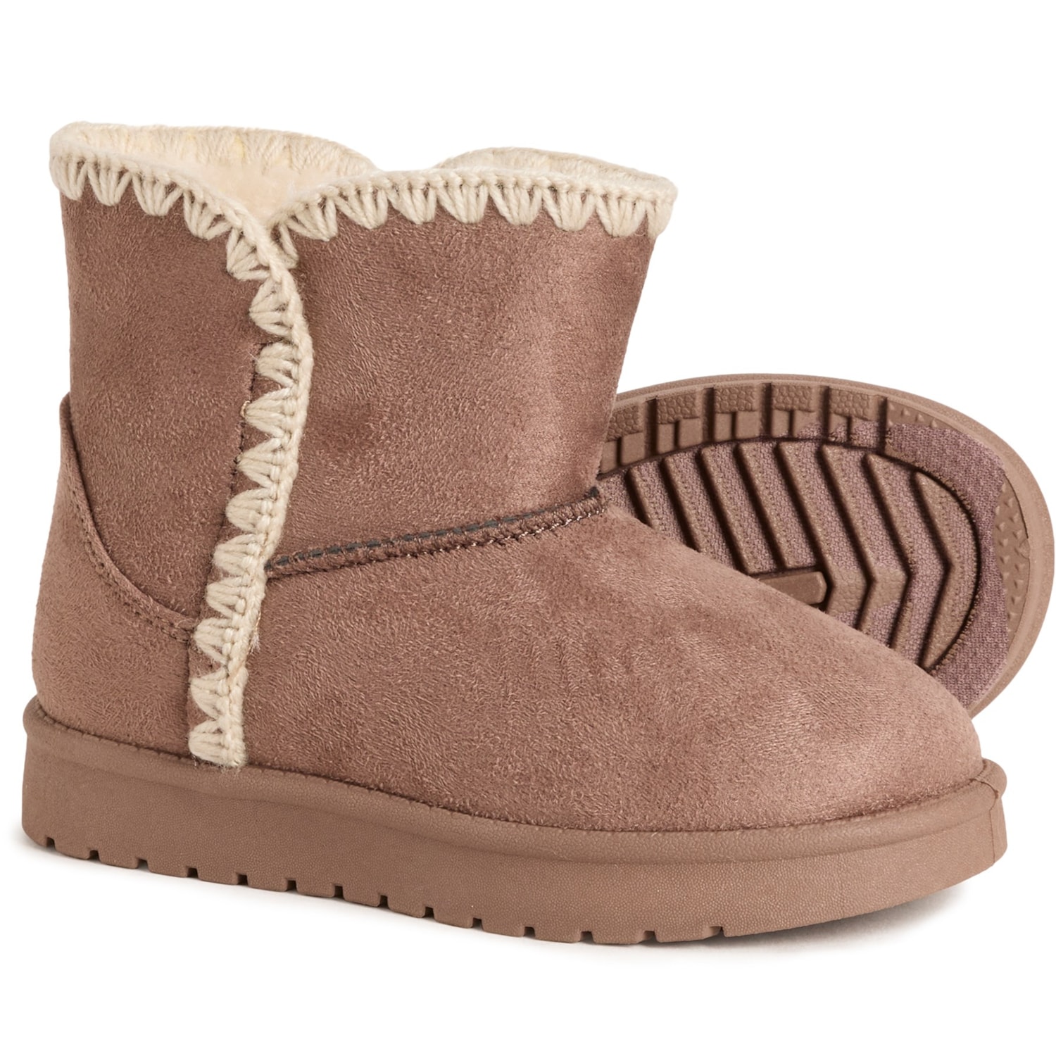 Aspen Big Girls Crochet Trim Shearling Boots