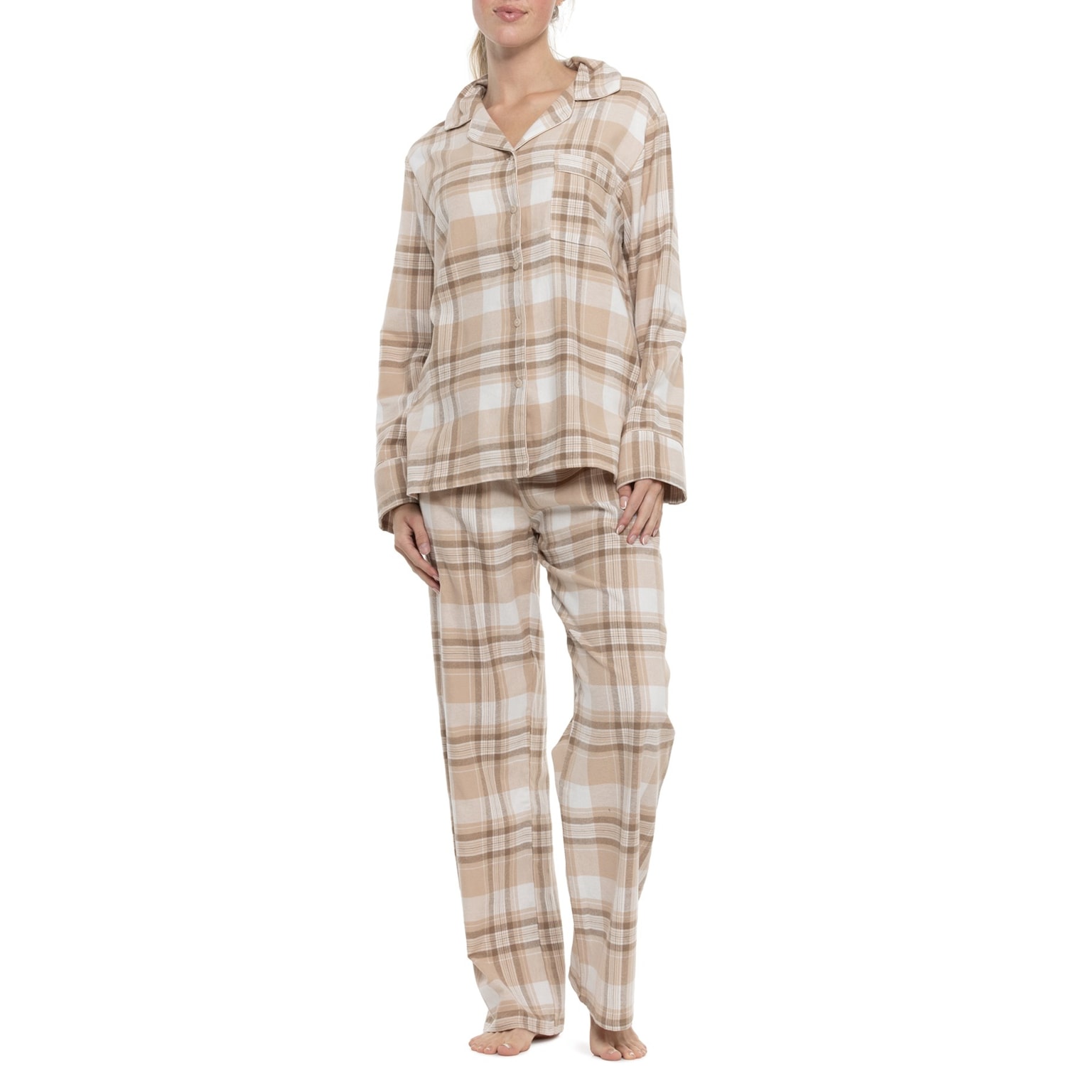 KayAnna Flannel Notch Collar Pajamas - Long Sleeve