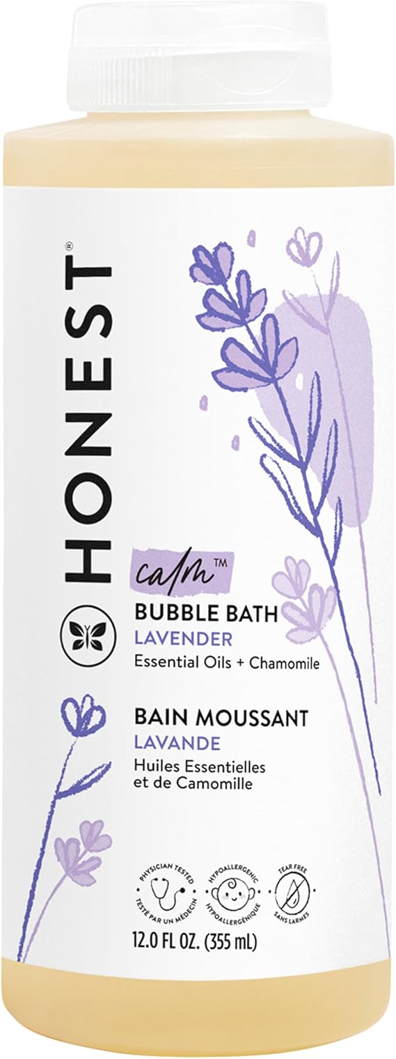 The Honest Company Bubble Bath, Hypoallergenic, Lavender Calm, 12 fl oz | Foaming Bubble Bath, 12 Fl Oz. Tear-Free, Hypoallergenic, Naturally Derived, With Aloe. Gentle For Baby's Sensitive Skin.