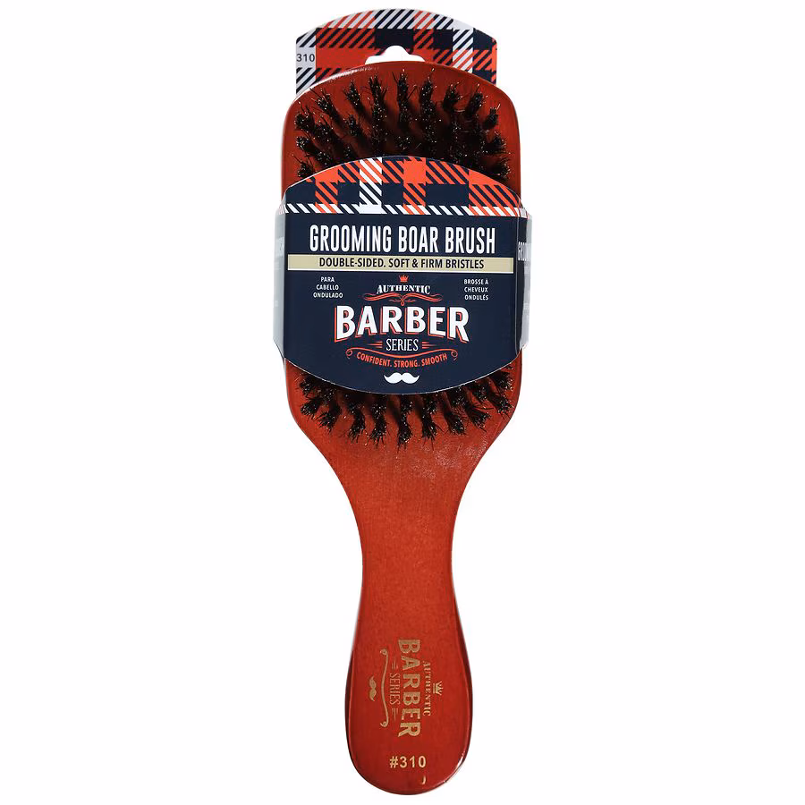 WavEnforcer Authentic Barber Series Double-Sided Soft & Firm Bristles Grooming Boar Brush, 1.0 ea