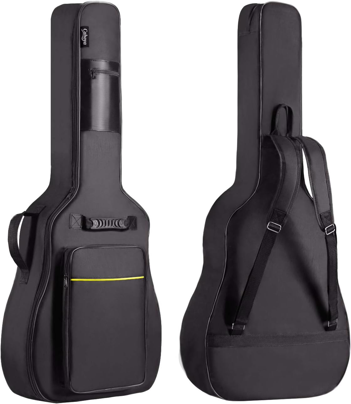 CAHAYA 41 In Acoustic Guitar Bag 0.35 In Thick Padding Water Resistent Soft Guitar Case Dual Adjustable Shoulder Strap Gig Bag with Back Hanger Loop, Black CY0152