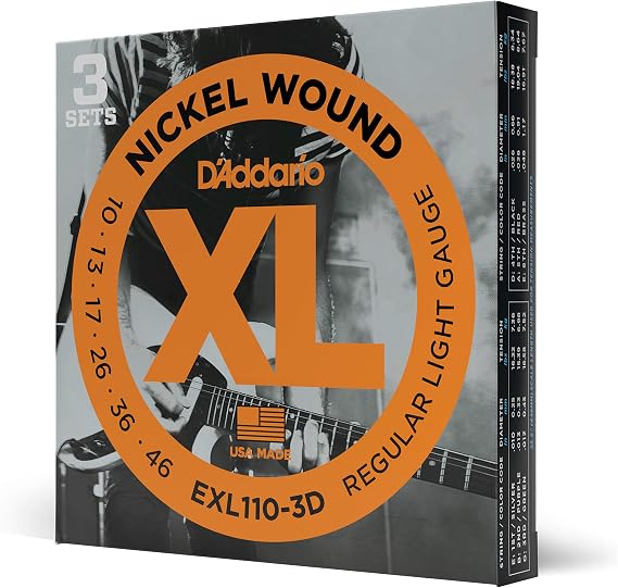 D'Addario XL Nickel EXL110-3D Electric Guitar Strings, 10-46, 3 Sets