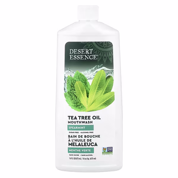 Desert Essence, Tea Tree Oil Mouthwash, Spearmint, 16 fl oz (473 ml)