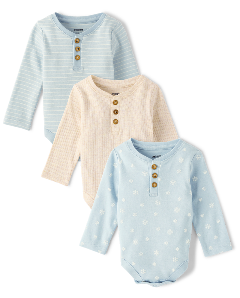 Baby Boys Long Sleeve Winter Bodysuit 3-Pack