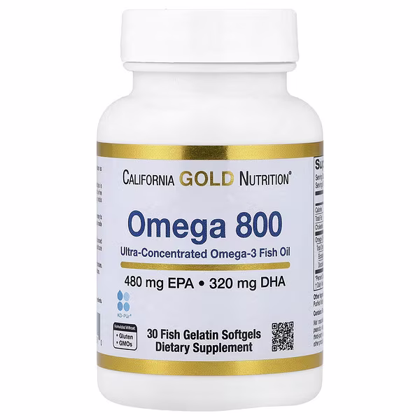 California Gold Nutrition, Omega 800, 30 Fish Gelatin Softgels (1,000 mg per Softgel)
