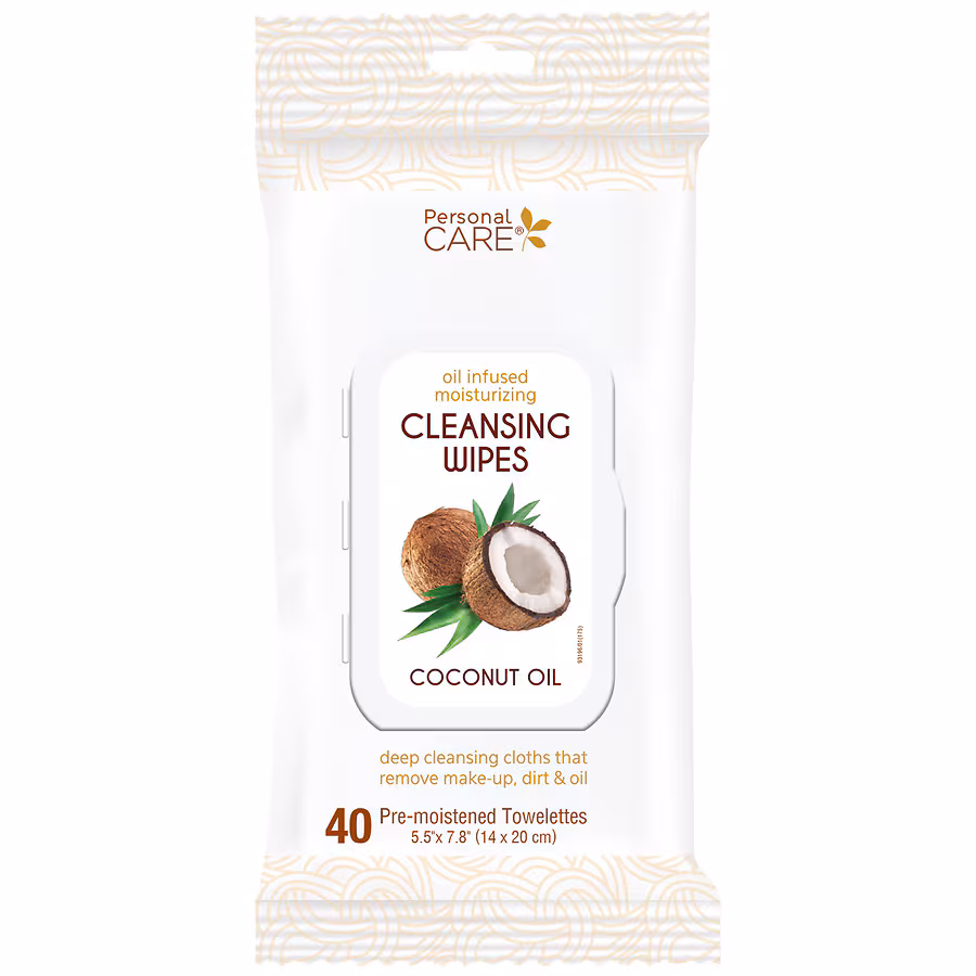 Delta Coconut Oil Infused Cleansing Wipes, 40.0 ea