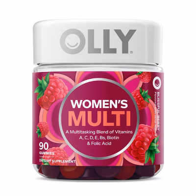OLLY Women's Multivitamin Gummies - Berry - 90ct: Gluten-Free, No Artificial Flavors, No Artificial Colors