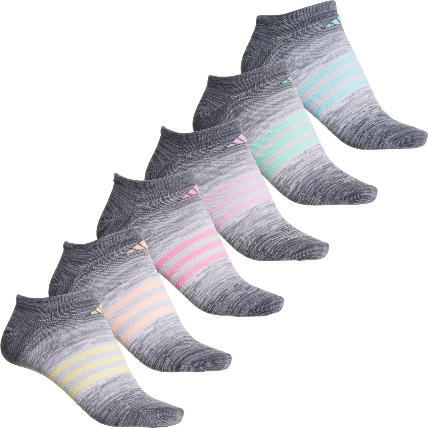 adidas Superlite Ombre No-Show Socks - 6-Pack, Below the Ankle (For Women)