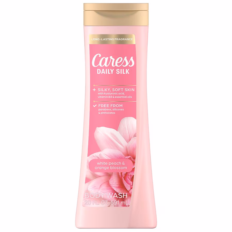 Caress Body Wash for Women, Daily Silk for All Skin, White Peach & Orange Blossom, 20.0 fl oz