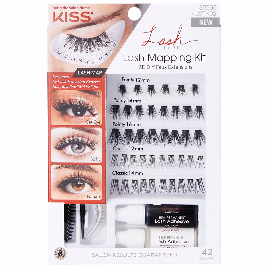 Kiss Lash Couture Faux Lash Extensions Mapping Kit, Black, 1.0 set