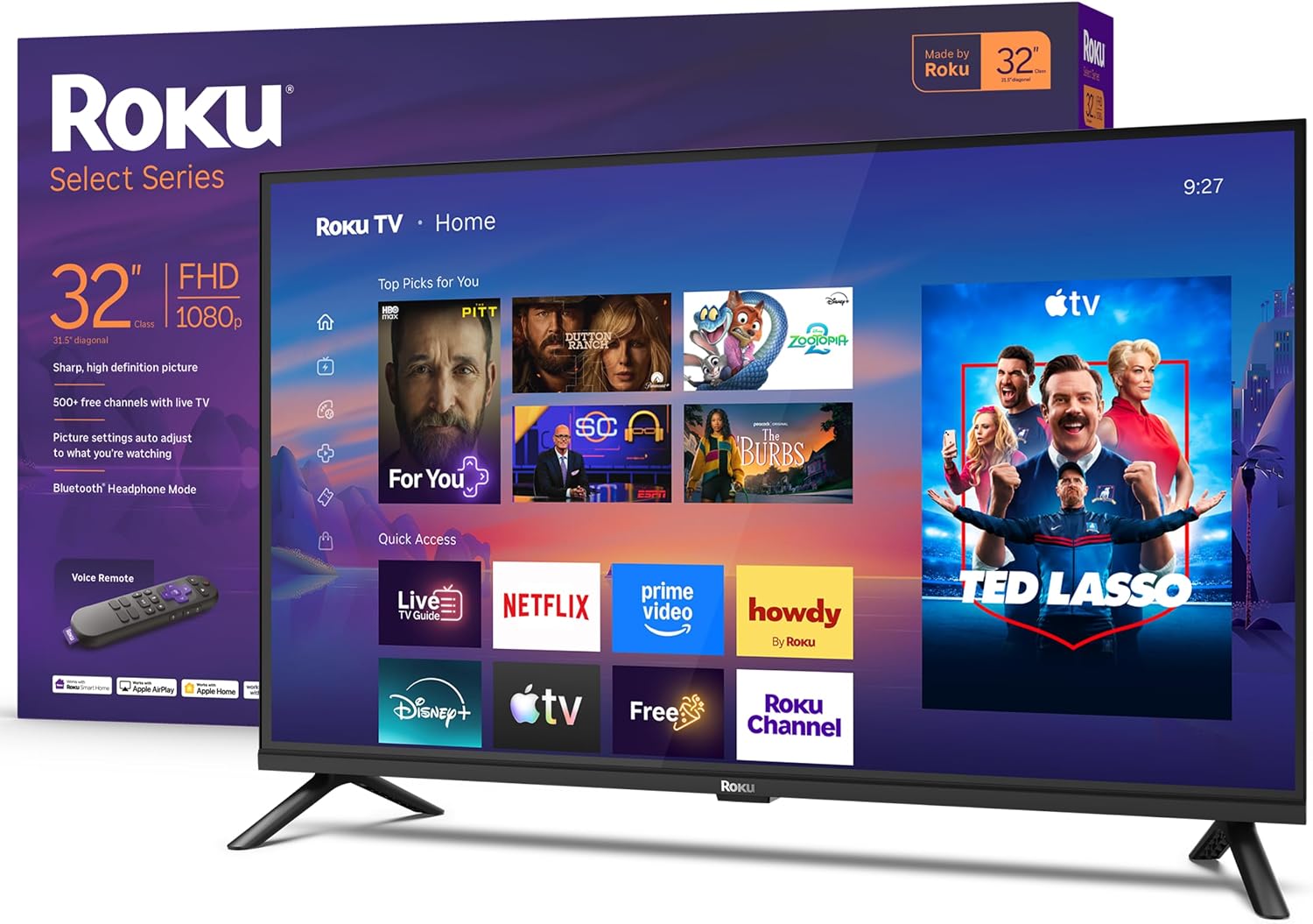 Roku 32-Inch Select Series Smart TV 2026-1080p Full HD TV - RokuTV | Flat Screen LED Television with Voice Remote, Wi-Fi & Bluetooth Headphone Mode - Streaming Live Local News Sports & Movies