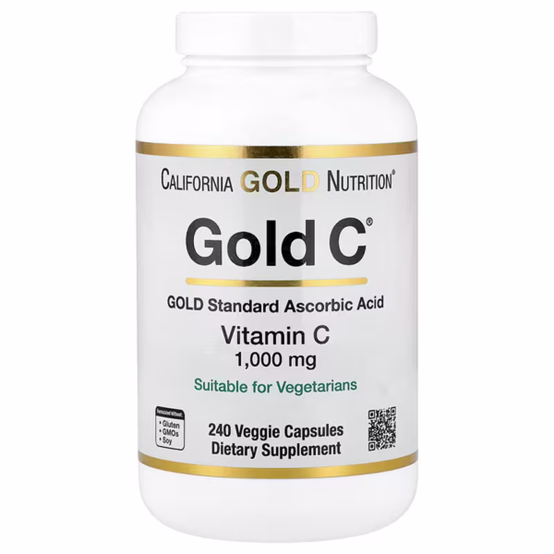 California Gold Nutrition, Gold C®, USP Grade Vitamin C, 1,000 mg, 240 Veggie Capsules