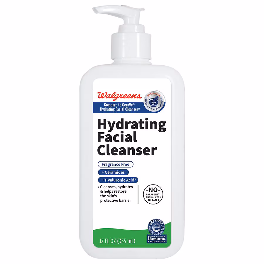 Walgreens Hydrating Facial Cleanser Fragrance Free, 12.0 fl oz
