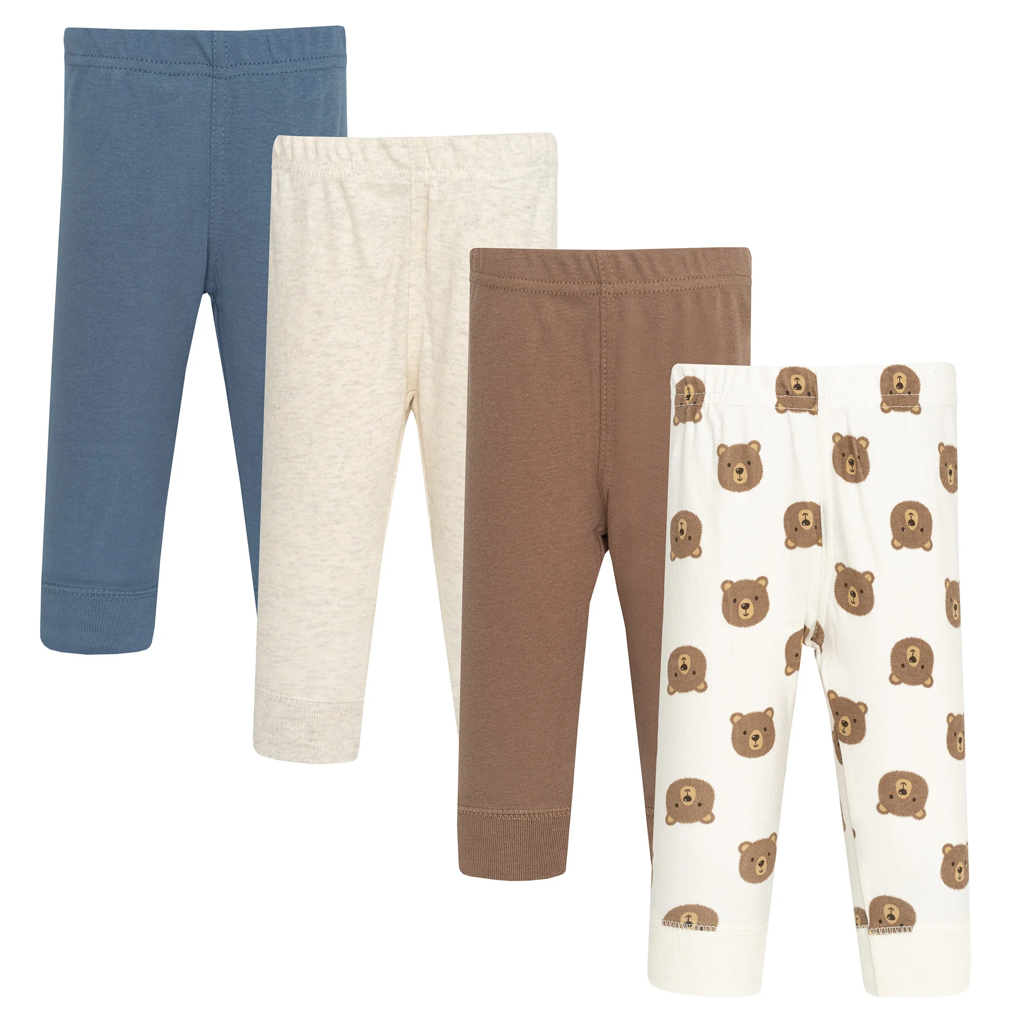Hudson Baby Infant Boys Cotton Pants and Leggings 4-Pack, Happy Camper Bear Basic