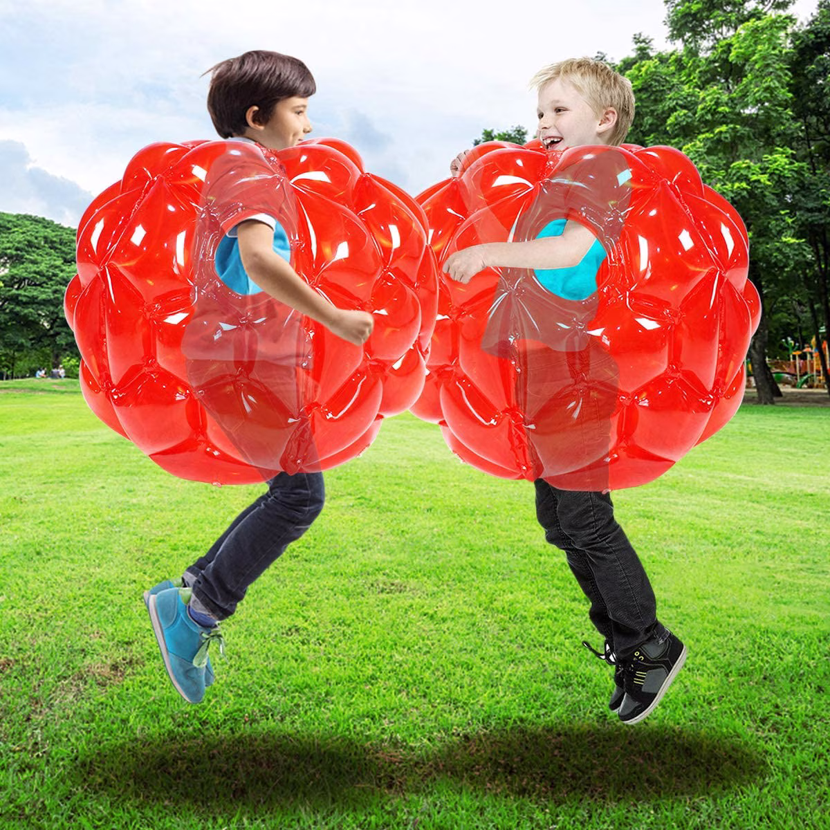 Bumper Balls 1 Pack 36-inch PVC Inflatable Sumo Ball Durable Body Bubble Soccer Giant Human Hamster Knocker Body Zorb Ball for Kids and Adults (Red,Spherical)