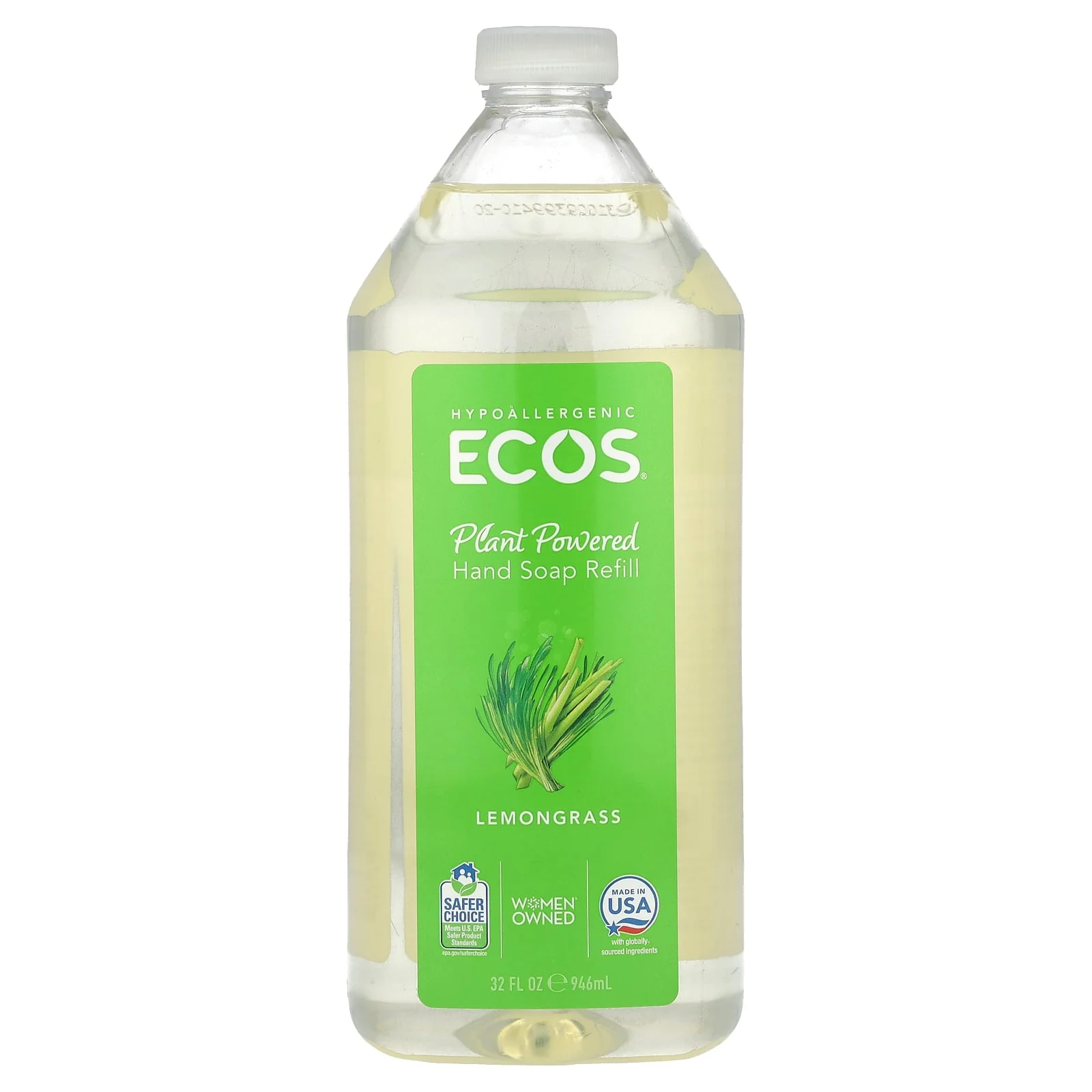 Ecos®, Plant Powered Hand Soap Refill, Lemongrass, 32 fl oz (946 ml)