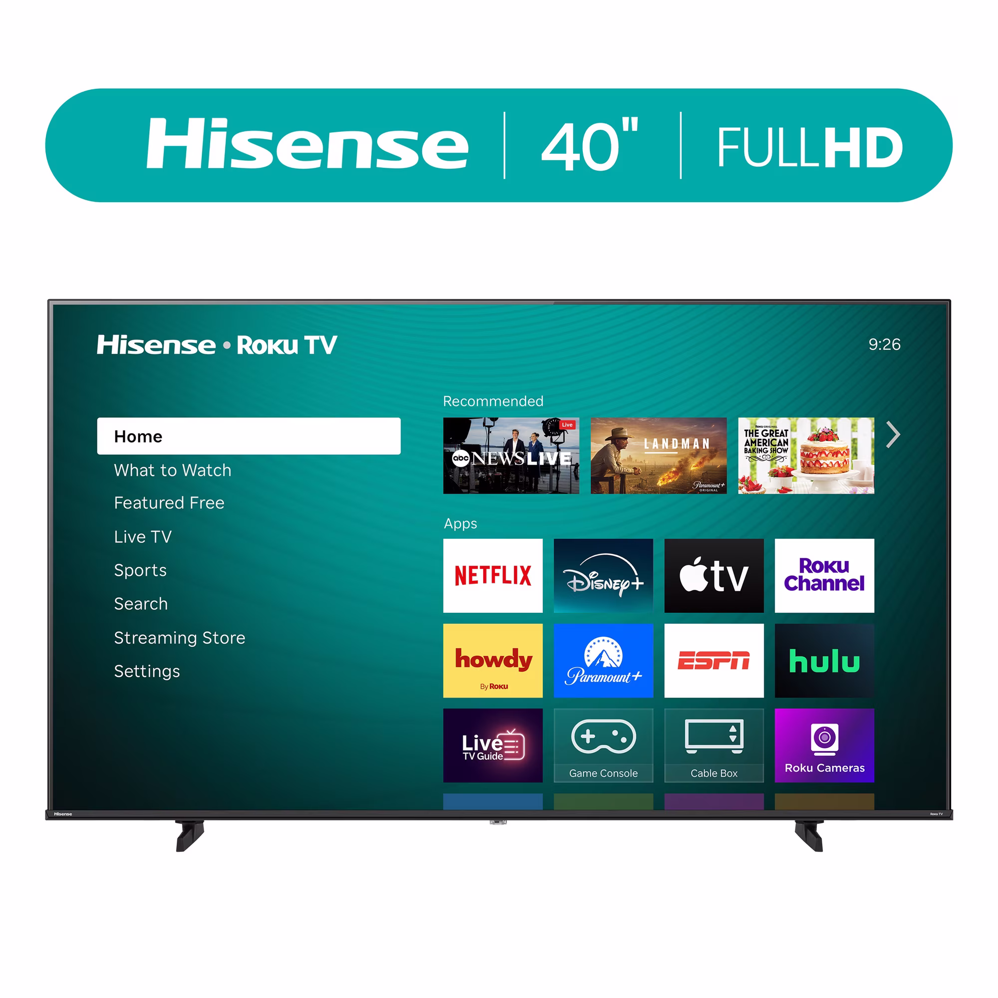 Hisense 40-Inch Class H4 Series FHD Roku Smart TV (40H4030F1) - 1080P Full HD LCD Screen, LED TV, DTS TruSurround Sound, Motion Rate 120, Gaming Mode
