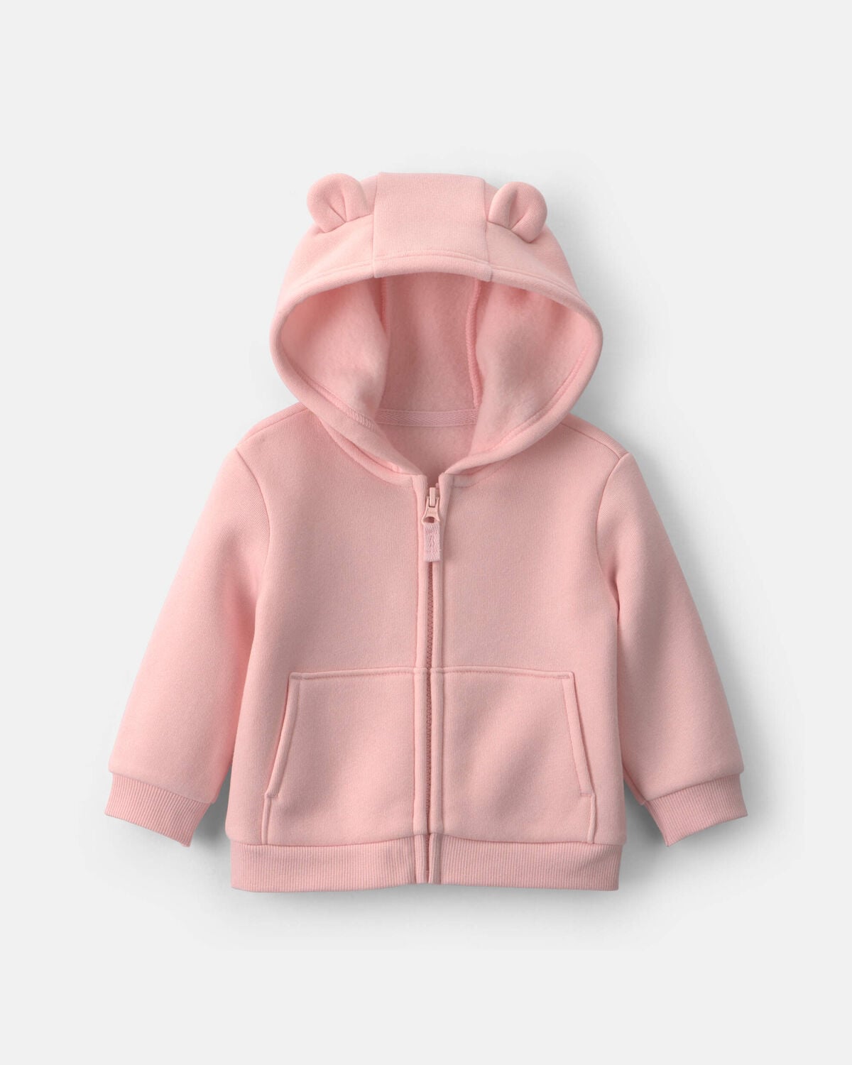 Baby Girl Bear Fleece Zip-Up Hoodie - Pink