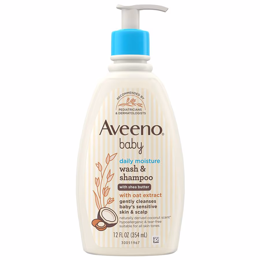 Aveeno Daily Moisturizing 2-in-1 Body Wash & Shampoo Coconut, 12.0 fl oz