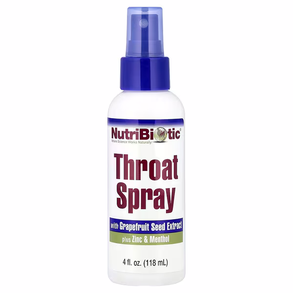 NutriBiotic, Throat Spray with Grapefruit Seed Extract plus Zinc & Menthol, 4 fl oz (118 ml)