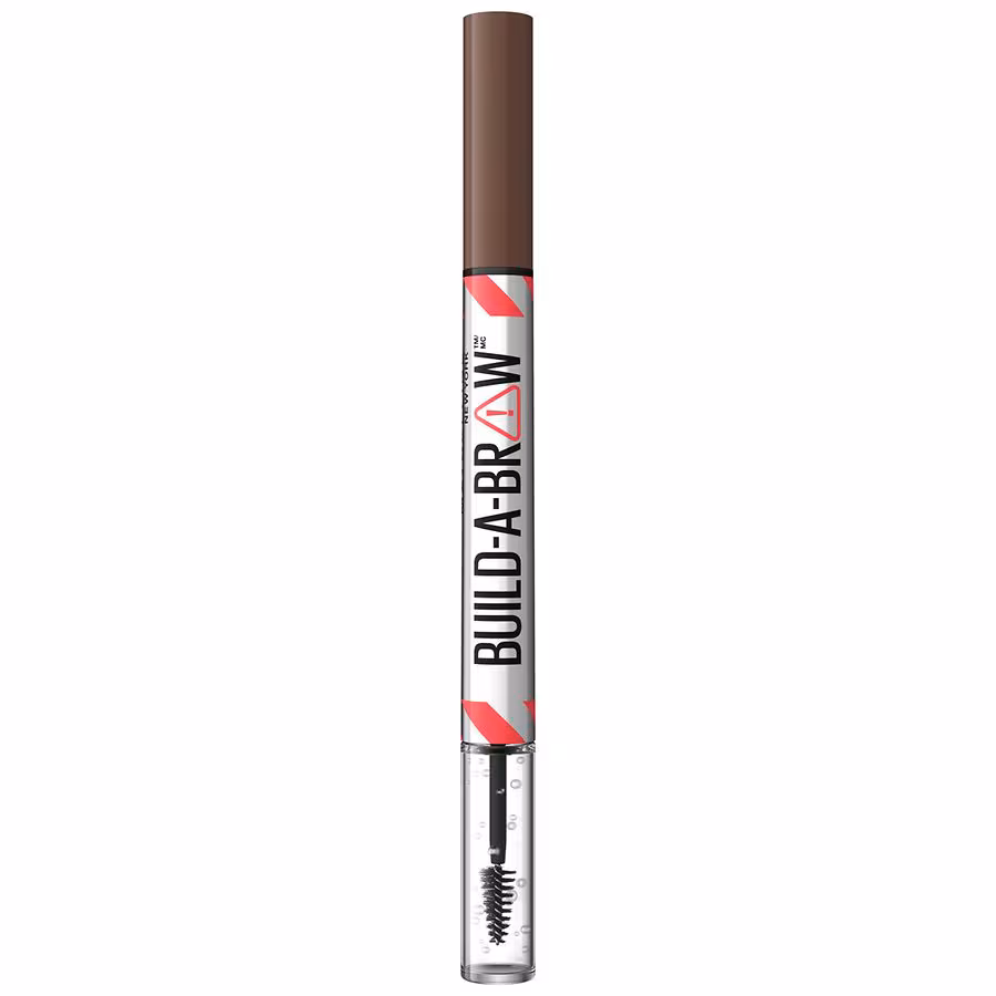 Maybelline New York Build-A-Brow 2-In-1 Brow Pen + Sealing Gel Eyebrow Makeup, Medium Brown, 0.05 fl oz