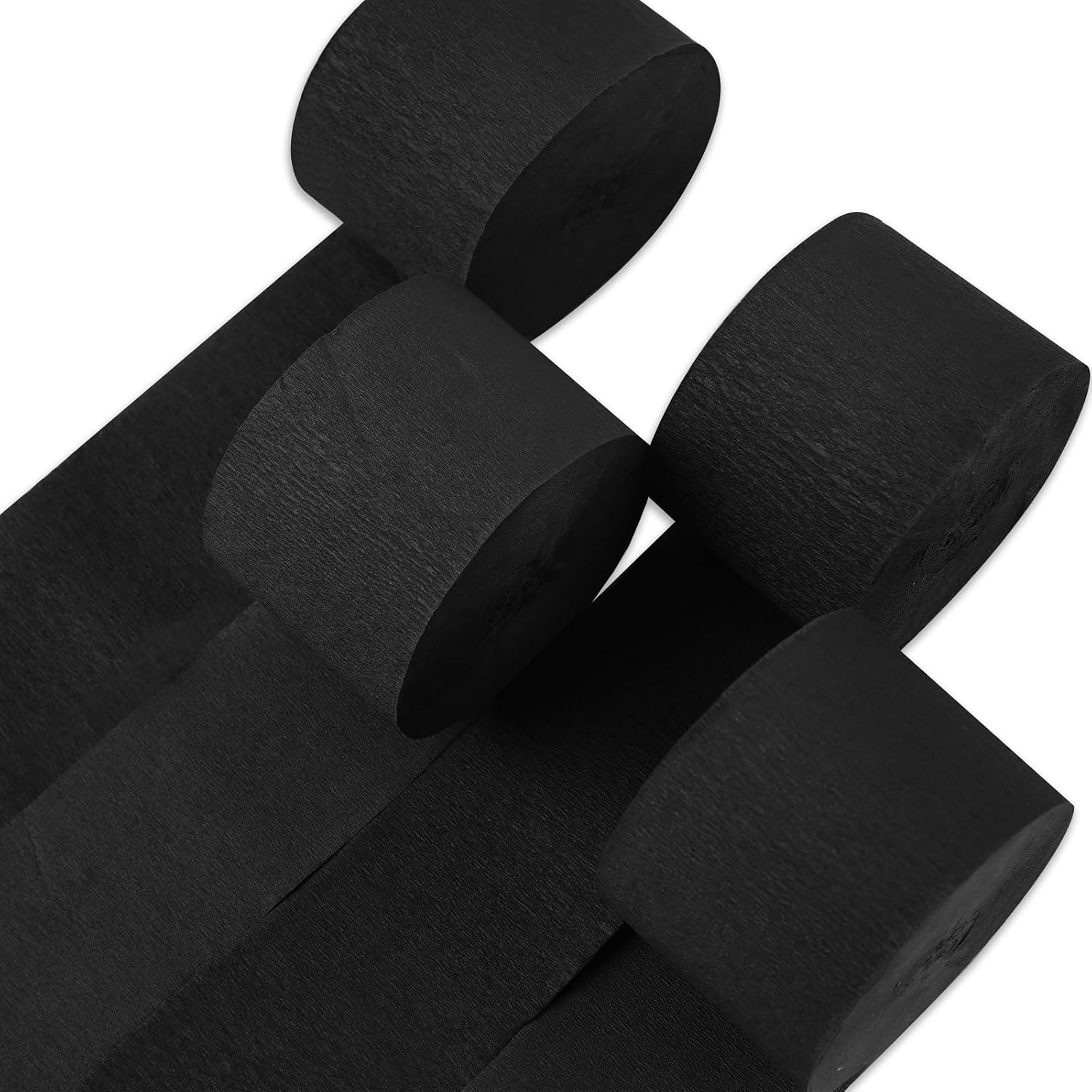 PartyWoo Black Crepe Paper Streamers 4pcs 328 FT Black Streamers