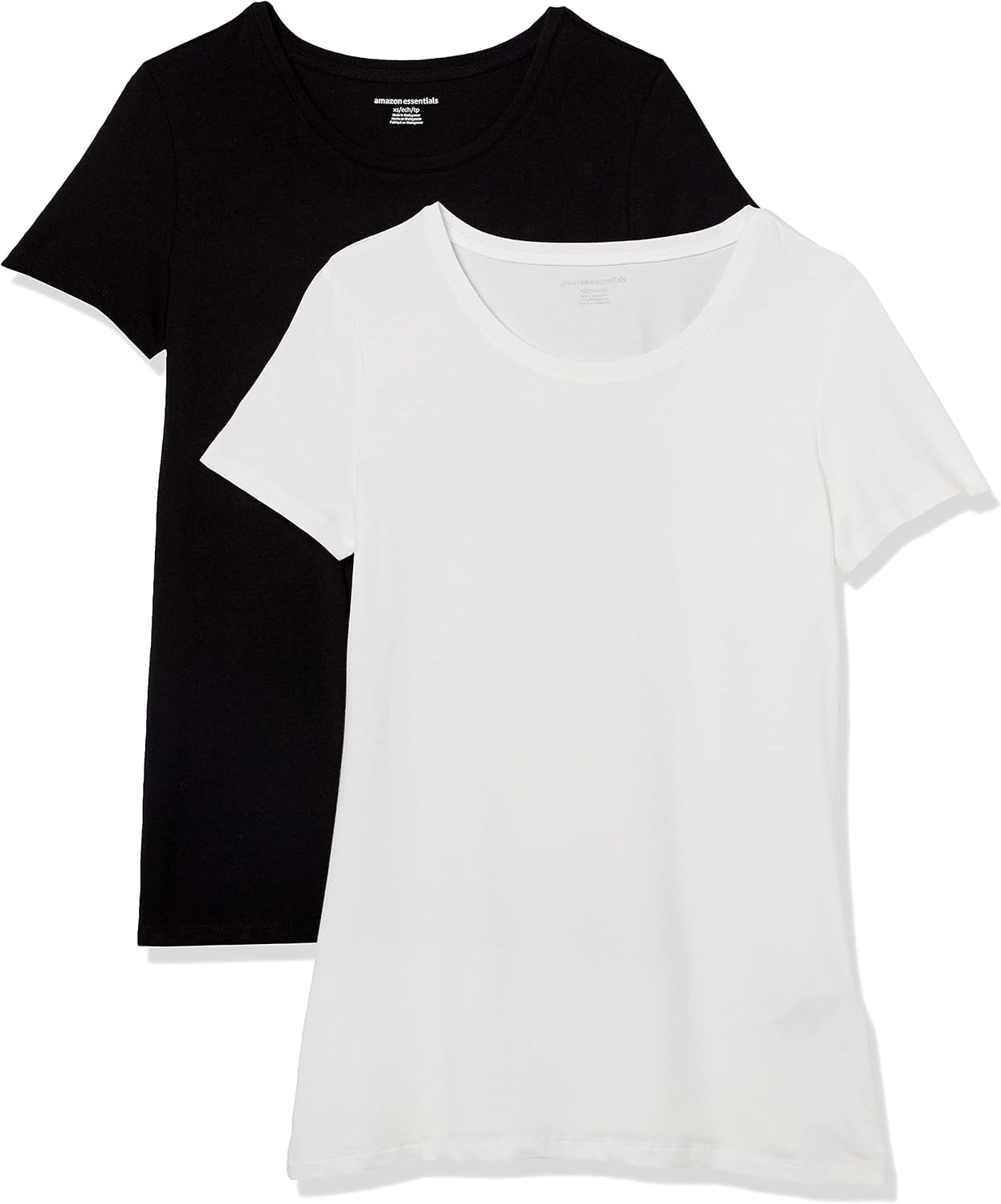 Amazon Essentials Women's Regular-Fit Short-Sleeve T-Shirt (V-Neck or Crewneck), Cotton Modal Blend, Pack of 2