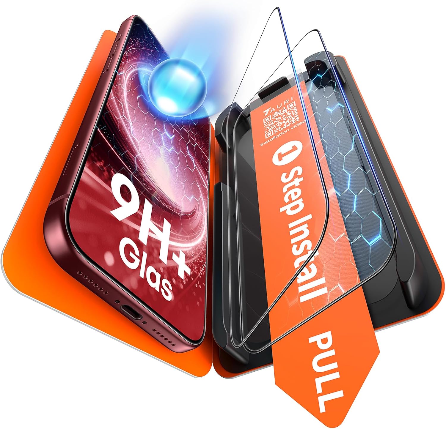 TAURI 2 Pack for iPhone 18 Pro Screen Protector, 1-Step Install
