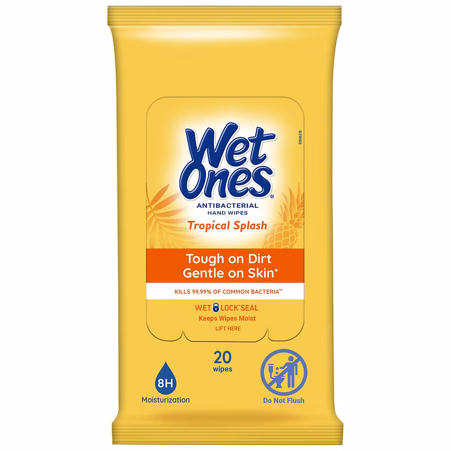Wet Ones Antibacterial Hand Wipes Travel Pack Tropical Splash, 20.0 ea