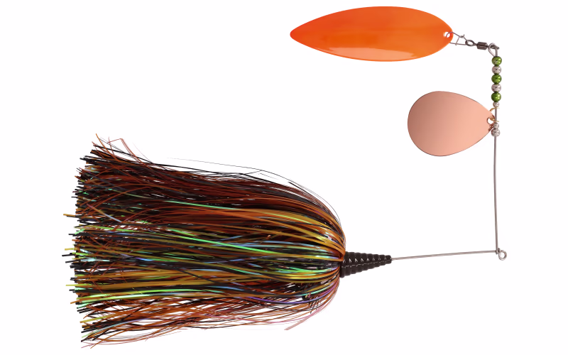 Bass Pro Shops XPS Muskie Bucktail Spinnerbait - Orange/Black - 9-1/2"