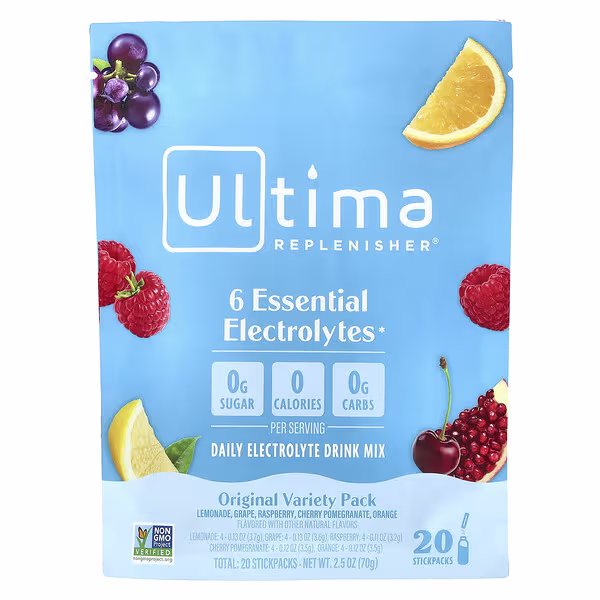 Ultima Replenisher, 6 Essential Electrolytes, Daily Electrolyte Drink Mix, Original Variety Pack, 0.11 oz (3.2 g) Each